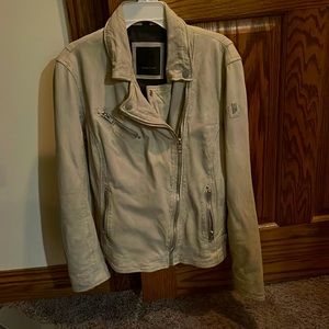 Vintage cream colored Moto leather jacket-Never out of style